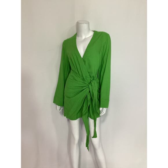 L'Academie 'The Janeiro' Green Kimono Sleeve Mini Dress Size S - Picture 2 of 4